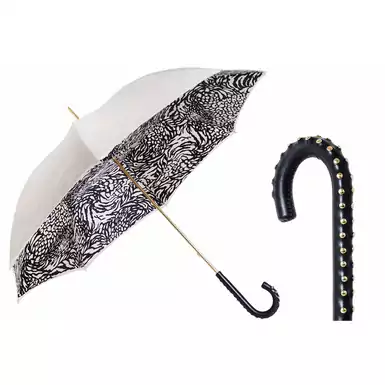 Женский зонт "Zebrina" с кожаной ручкой с заклепками от Pasotti