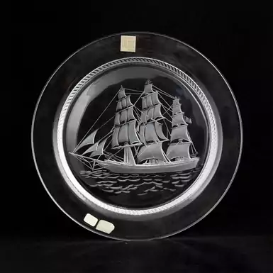 Раритетная хрустальная тарелка "Sailboat", от Lalique вторая половина 20-го века