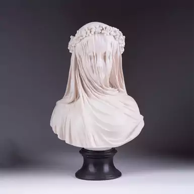 Антикварный мраморный бюст "Girl with a veil", первая половина 20-го века