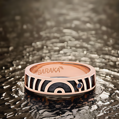 Men's gold ring with meteorite and sapphire "Biagio" by Baraka