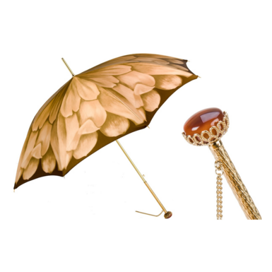 Женский зонт-трость с драгоценным камнем "Brown Dahlia" от Pasotti
