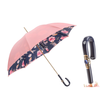 Women's cane umbrella with crystal "Pink Flower" from Pasotti