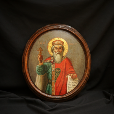 Oval icon of Equal-to-the-Apostles Prince Vladimir, first half of the 19th century, Central Ukraine