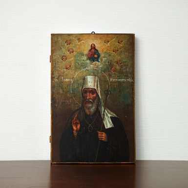 Старинная икона Святого Иоанна митрополита Тобольского 19 века