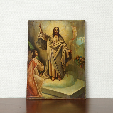 Раритетная икона 19 века «Воскресение Христово»