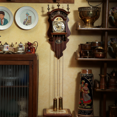 Деревянные настенные часы «Wuba Sallander» из дуба середины 20 века от Warmink