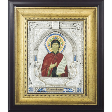 Православная икона "Святой Антоний" с посеребрением
