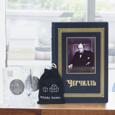 Подарочный набор «В. Черчилль» (книга и два бокала) с элементами серебра