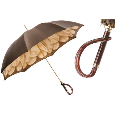 Women's cane umbrella "Brown Dahlia Umbrella" by Pasotti