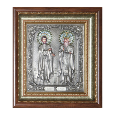 Ікона "Святих єпископа Арсенія та князя Михаїла" з посрібленням