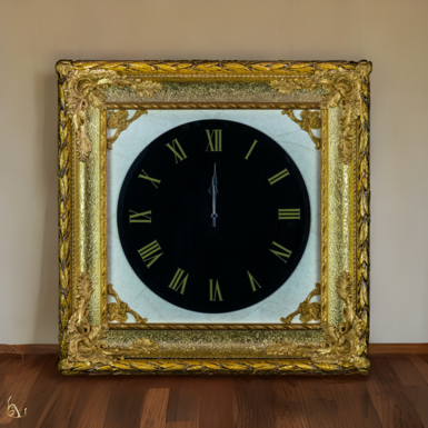 Настінний годинник з чорним циферблатом у позолоченій рамі від Arte Casa