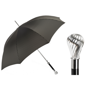 Classic umbrella with a silver-plated head by Pasotti