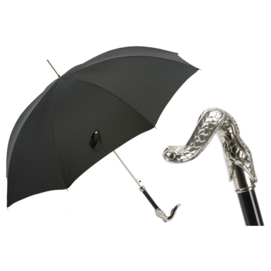 Чёрный зонт со змеиной ручкой от Pasotti