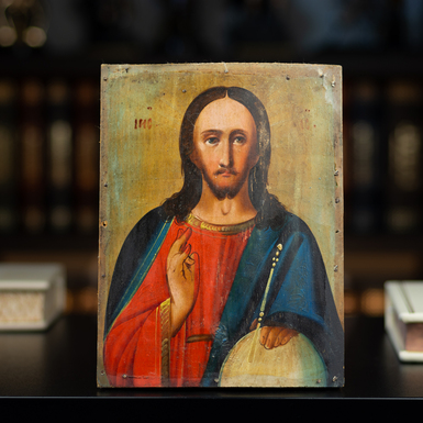 Украинская старинная народная икона Иисуса Христа конца 19 – начала 20 века