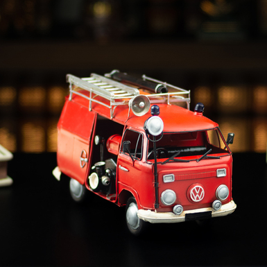 VW Bulli T2 Fire Truck Metal Model second half of the 20th century (26cm) by Nitsche (Retro Styled)
