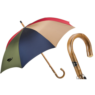Мужской многоцветный зонт с ручкой из каштана от Pasotti 