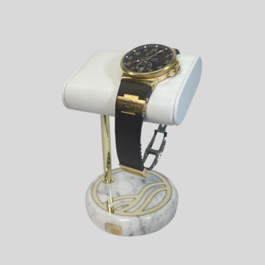 "Schulz" watch stand with marble base by Michel Maloch