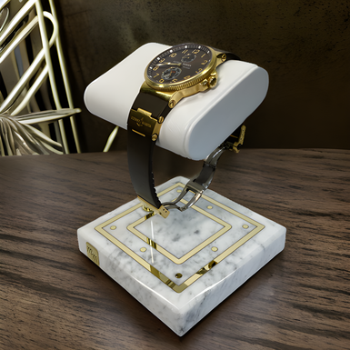 "Classic" watch stand with marble base by Michel Maloch