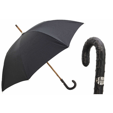Umbrella "Punto Bianco" with ostrich leather handle by Pasotti