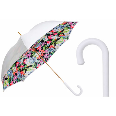 Umbrella-cane "Flowered White" by Pasotti 