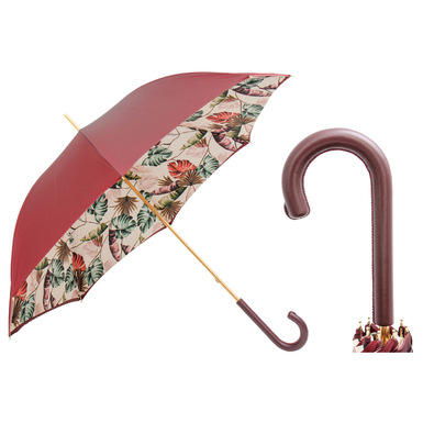Umbrella-cane "Tropical Bordeaux" by Pasotti 
