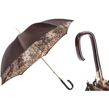 Umbrella-cane "Brown Flowers" by Pasotti 