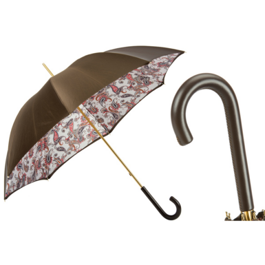 Зонт-трость "Paisley" с кожаной ручкой от Pasotti