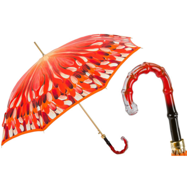 Women's umbrella cane "Orange explosion" by Pasotti