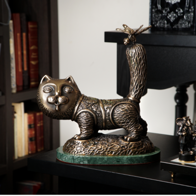 Статуетка «Веселий кіт» з бронзи та мармуру від Вʼячеслава Дідковського