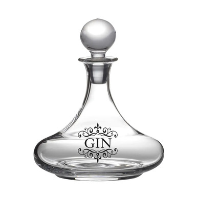 Crystal decanter "Gin Engraved Ships" by Royal Buckingham, Great Britain