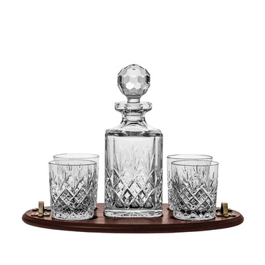 Whiskey set "Edinburgh Club Tray Set" (decanter and 4 glasses) by Royal Buckingham, Great Britain