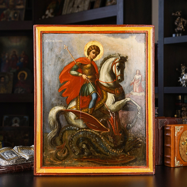 Ікона Георгія Побідоносця середини 19 століття, Центральна Україна (Полтавщина)