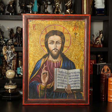 Antique icon of Jesus Christ of the middle of the 19th century, Southern region of Ukraine