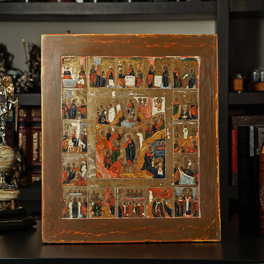 Antique icon "Holy Holidays" of the first half - the middle of the 19th century