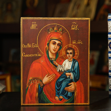 Antique icon of the Smolensk Mother of God of the 19th century