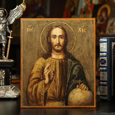 Antique icon of the Lord Almighty of the 19th century