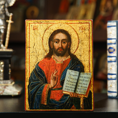 Old icon of the Lord Almighty of the 19th century