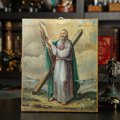 Старинная икона Андрея Первозванного второй половины 19 века, южный регион Украины (без реставрации)