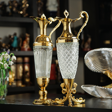 Set of elegant decanters with gilding "Imperial Age Crystal" early 20th century