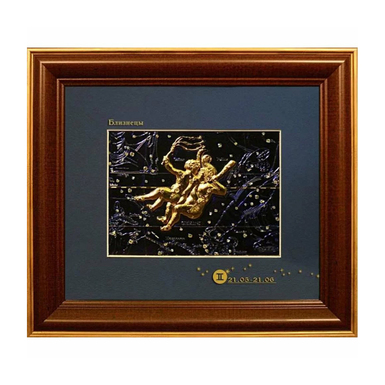 Decorative painting "Zodiac sign Gemini" (copper, gilding, enamels)