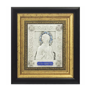 Икона в деревянной раме "Ангел Хранитель" (серебро, медь, эмали)