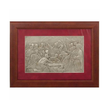 Сувенирная картина "Казаки" (гальванопластика, серебрение, патина)
