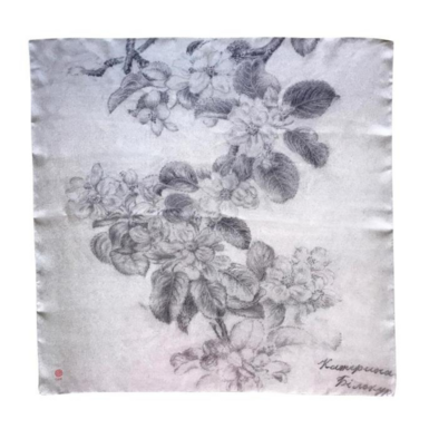 Silk scarf "Apple Tree Branch" by OLIZ (based on the painting by Ekaterina Belokur)
