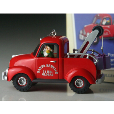 Vintage Christmas tree toy "Santa Claus Tow Truck" by Hallmark Keepsake Ornament