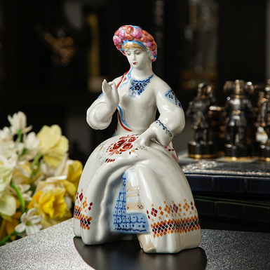 Porcelain figurine "Girl with embroidery"