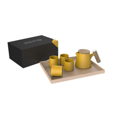 Tea set "Trapezoid" yellow (1 teapot, 4 cups)