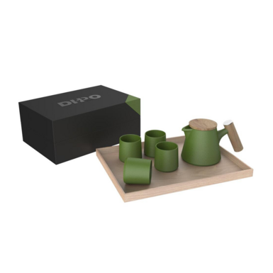 Tea set "Trapezoid" green (1 teapot, 4 cups)
