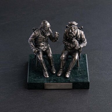 Handmade silver statuette "Exciting conversation"