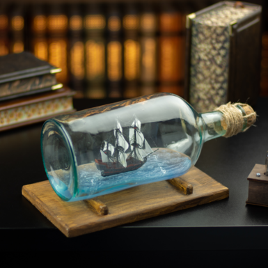 Handmade ship in a bottle "Galleon" (big)
