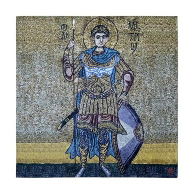 Silk scarf "Mosaic. Holy Great Martyr Demetrius of Thessalonica" (based on a 12th century mosaic by an unknown artist) by OLIZ
